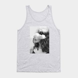 Portrait of a  dreaming girl. Collage Tank Top